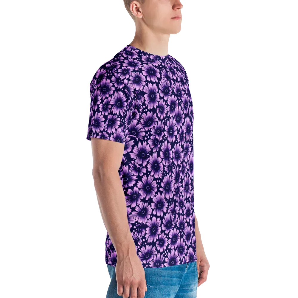 Violet Afterglow on Men's Crew Neck T-Shirt — Right