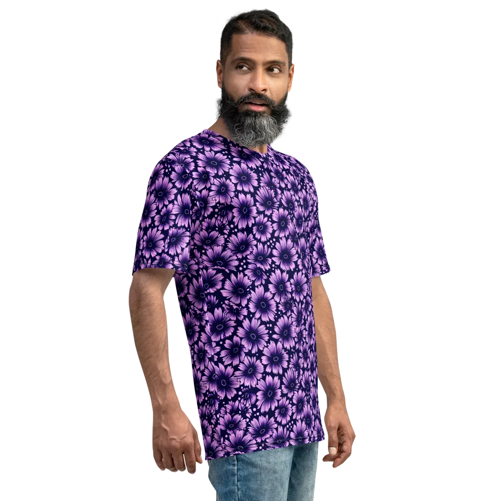 Violet Afterglow on Men's Crew Neck T-Shirt — Right sleeve