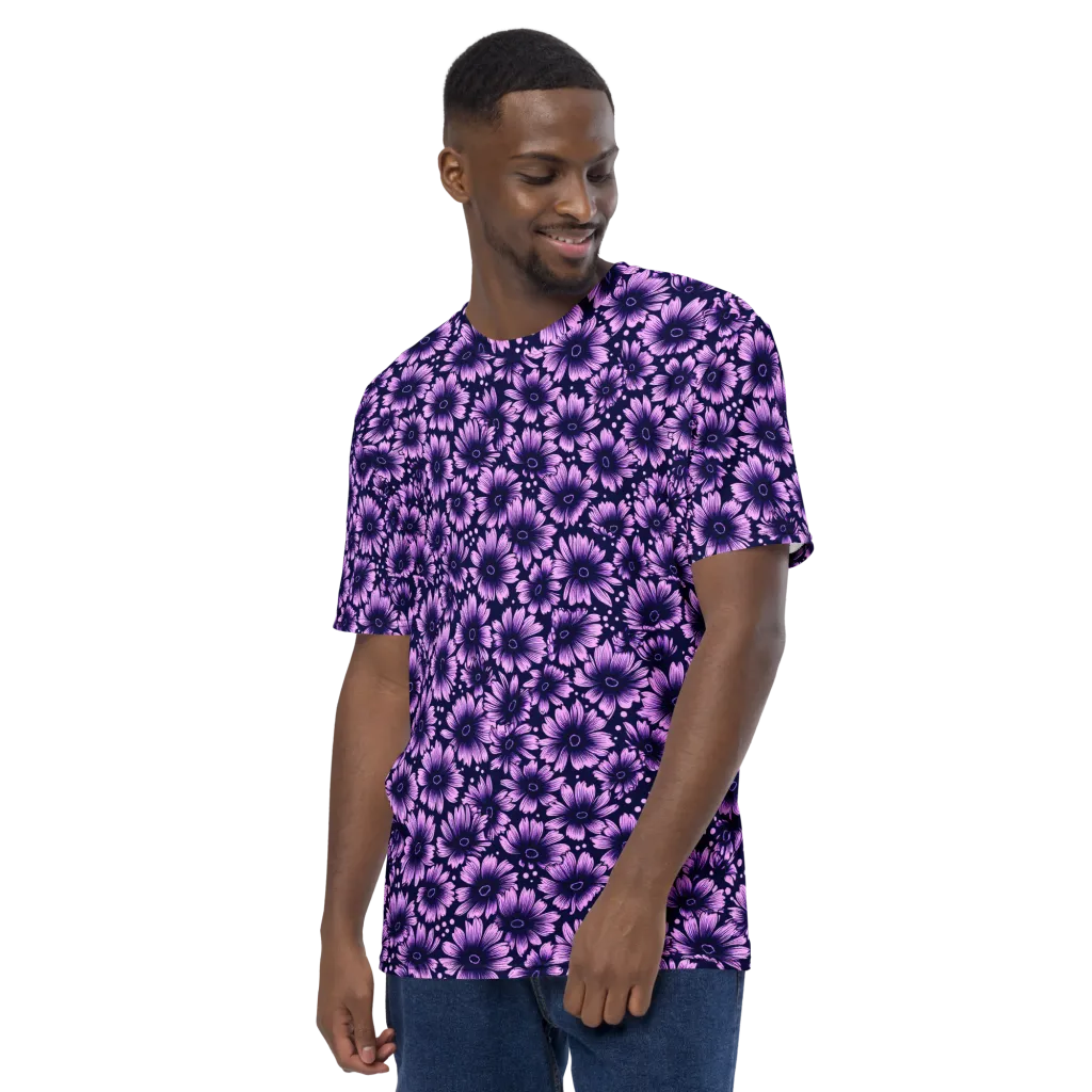 Violet Afterglow on Men's Crew Neck T-Shirt — Left sleeve