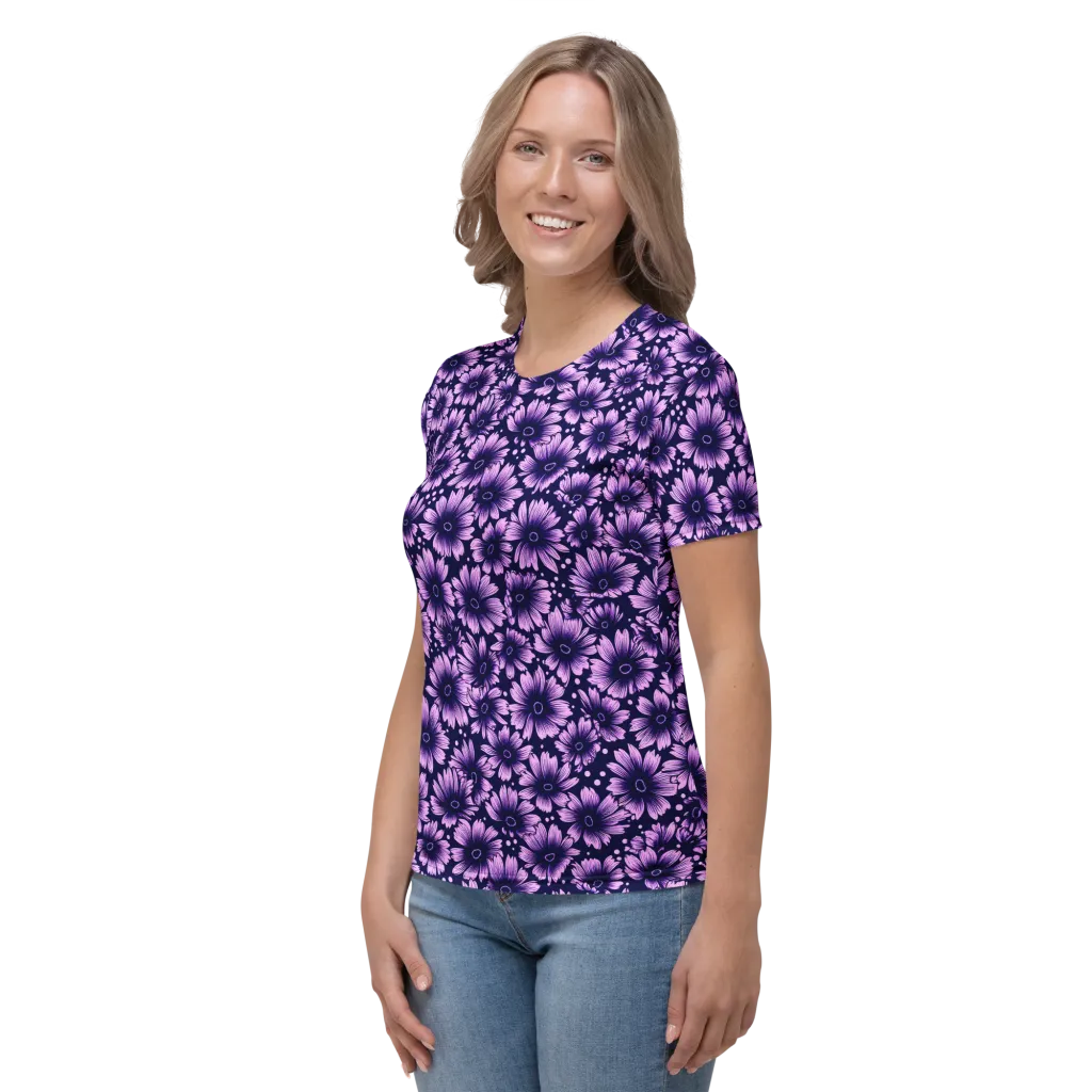 Violet Afterglow on Women's Crew Neck T-Shirt — Left sleeve