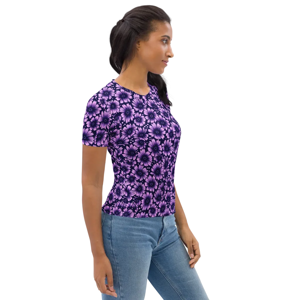 Violet Afterglow on Women's Crew Neck T-Shirt — Right sleeve