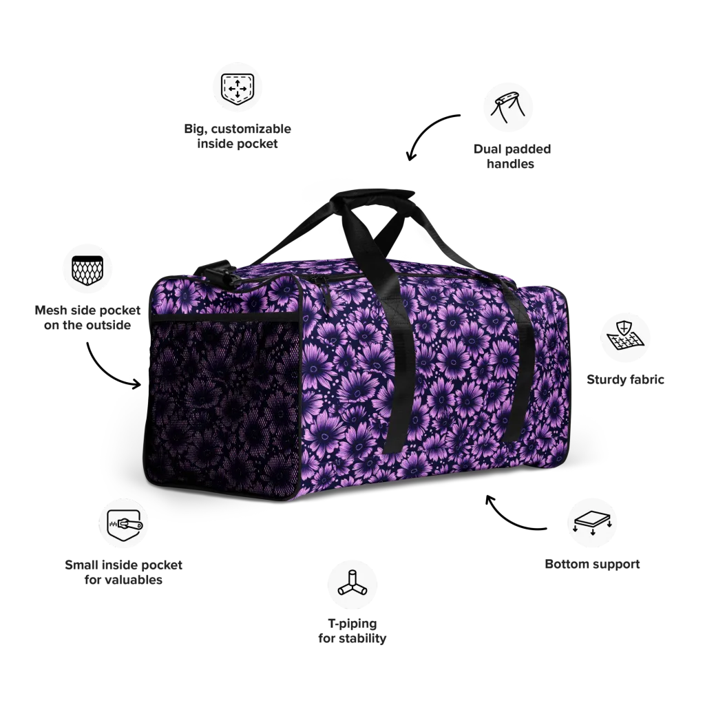 Violet Afterglow on Duffle Bag — Front print