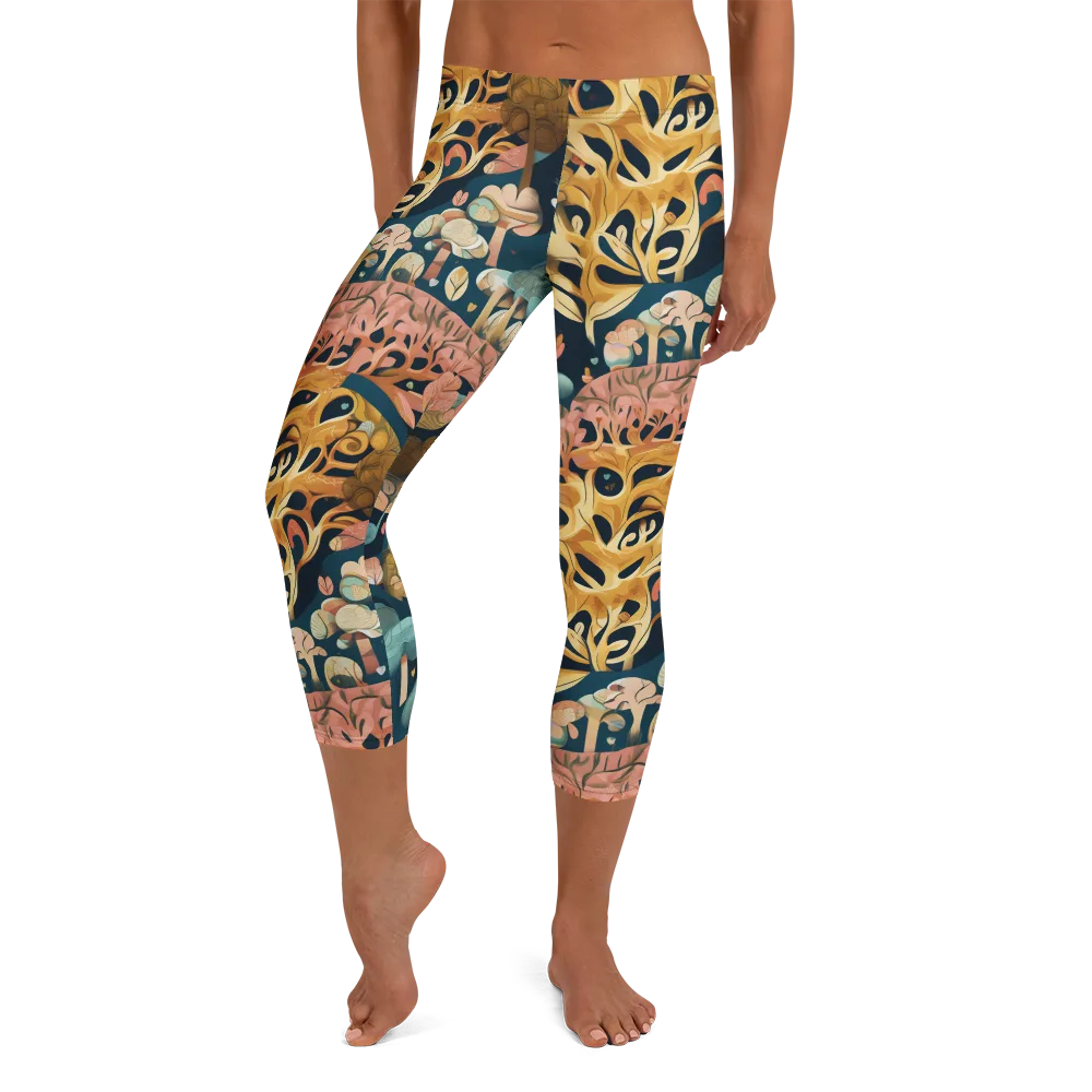 Midnight Mycelium on Capri Leggings — Front