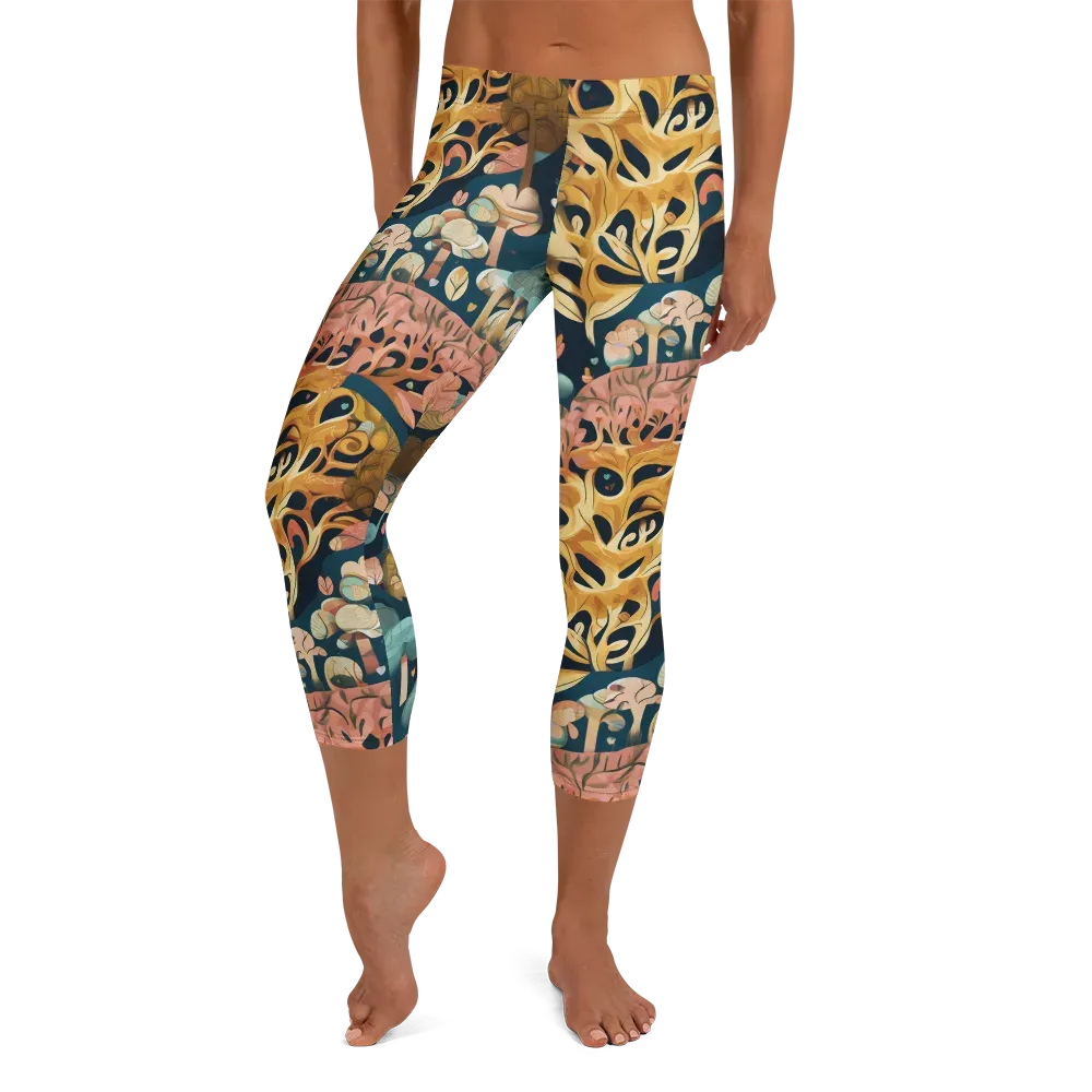 Midnight Mycelium on Capri Leggings — Front