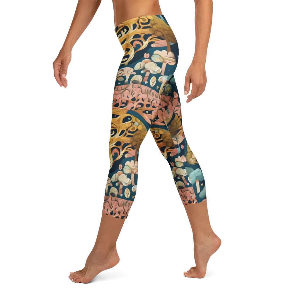 Midnight Mycelium on Capri Leggings — Left