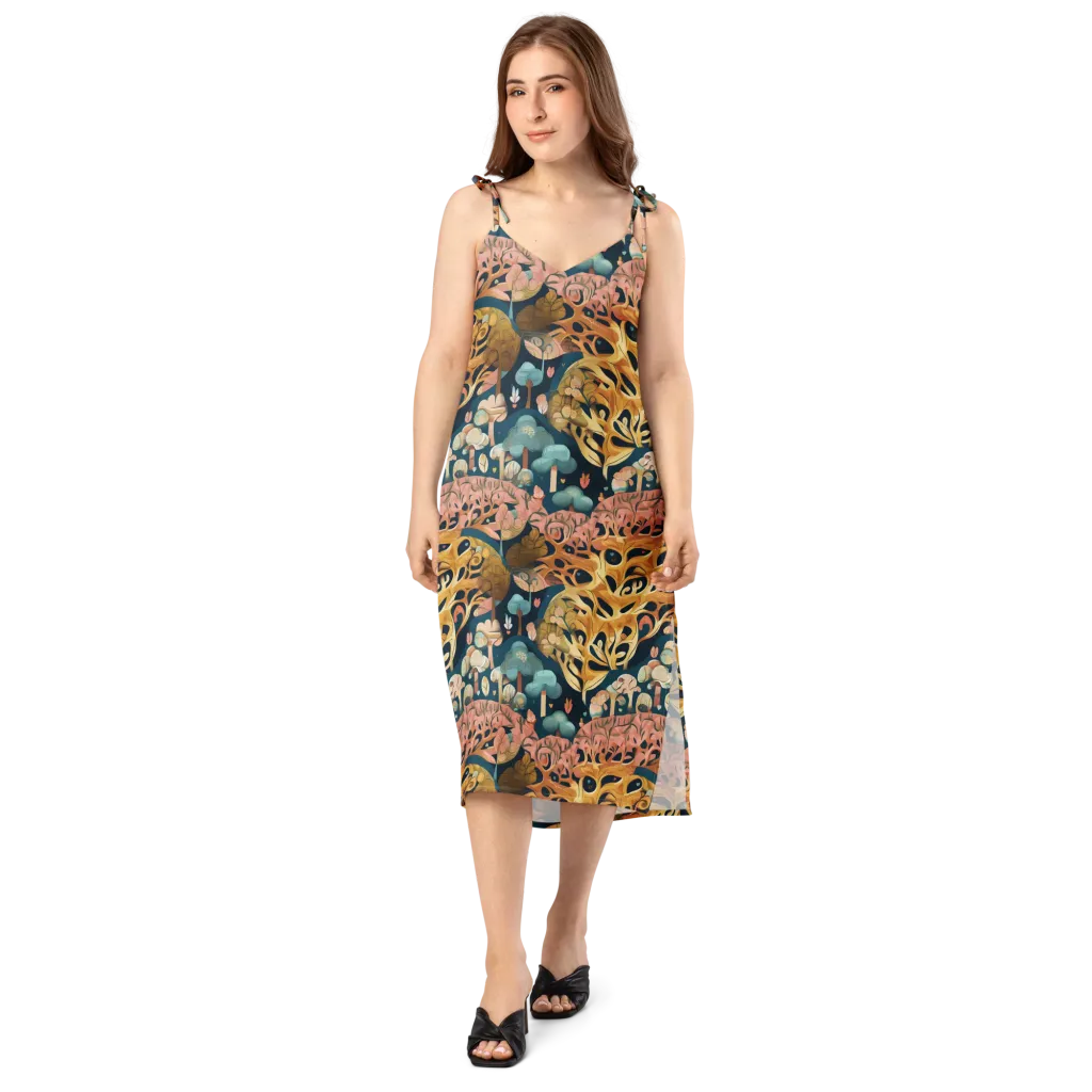 Midnight Mycelium on Slip Dress — Front