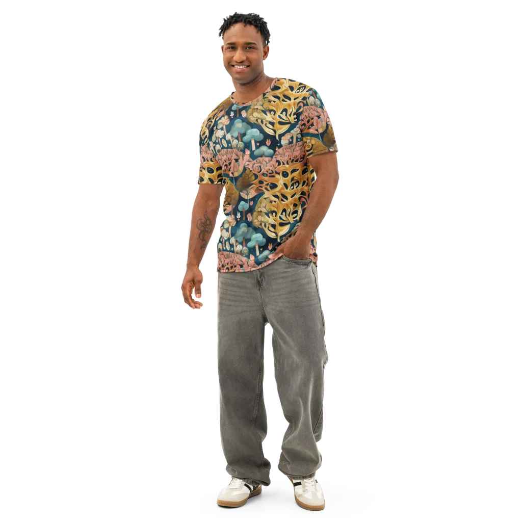 Midnight Mycelium on Men's Cotton Crew Neck T-Shirt — Front