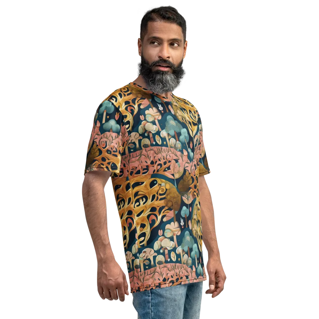 Midnight Mycelium on Men's Crew Neck T-Shirt — Right sleeve