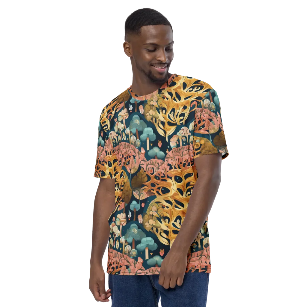 Midnight Mycelium on Men's Crew Neck T-Shirt — Left sleeve