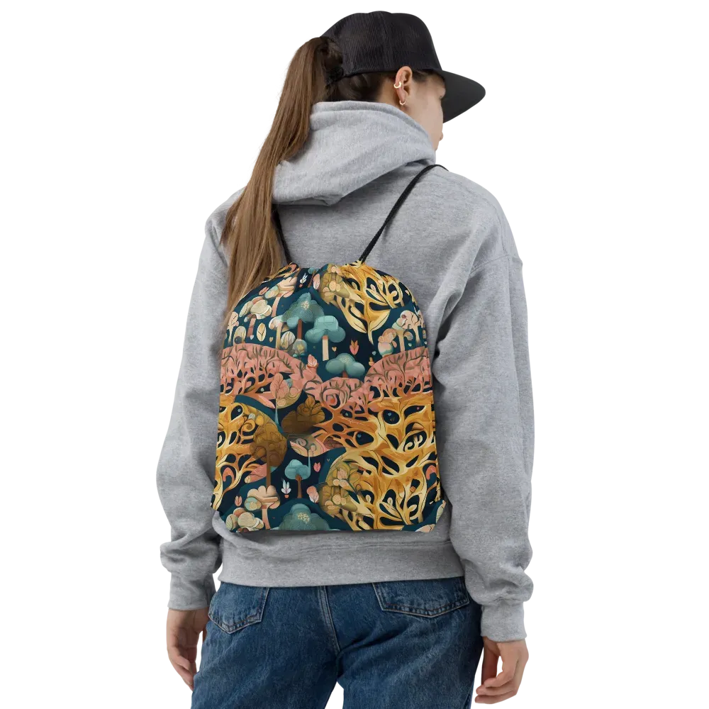 Midnight Mycelium on Drawstring Bag — Front