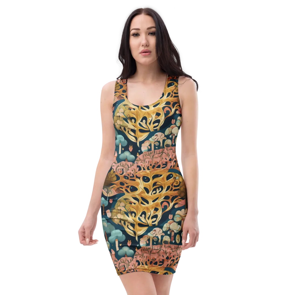 Midnight Mycelium on Bodycon Dress — Front
