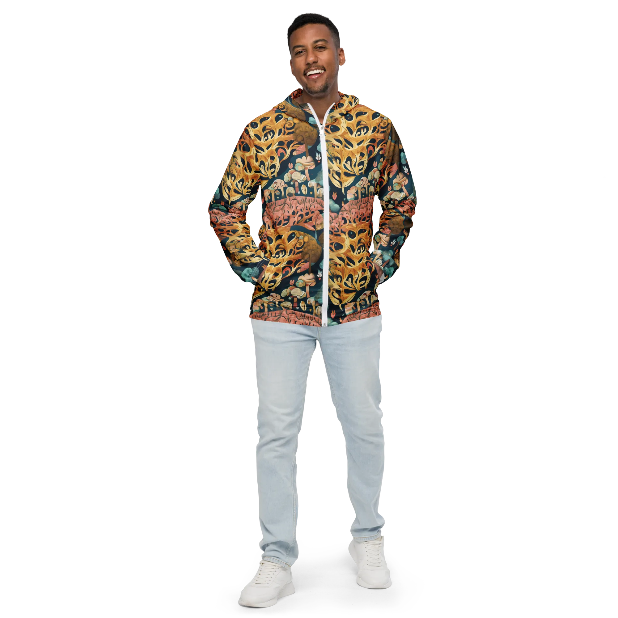 Midnight Mycelium on Men's Windbreaker — Front