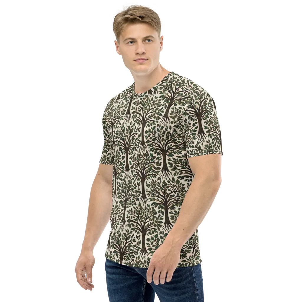 Tree of Life on Men's Crew Neck T-Shirt — Left sleeve