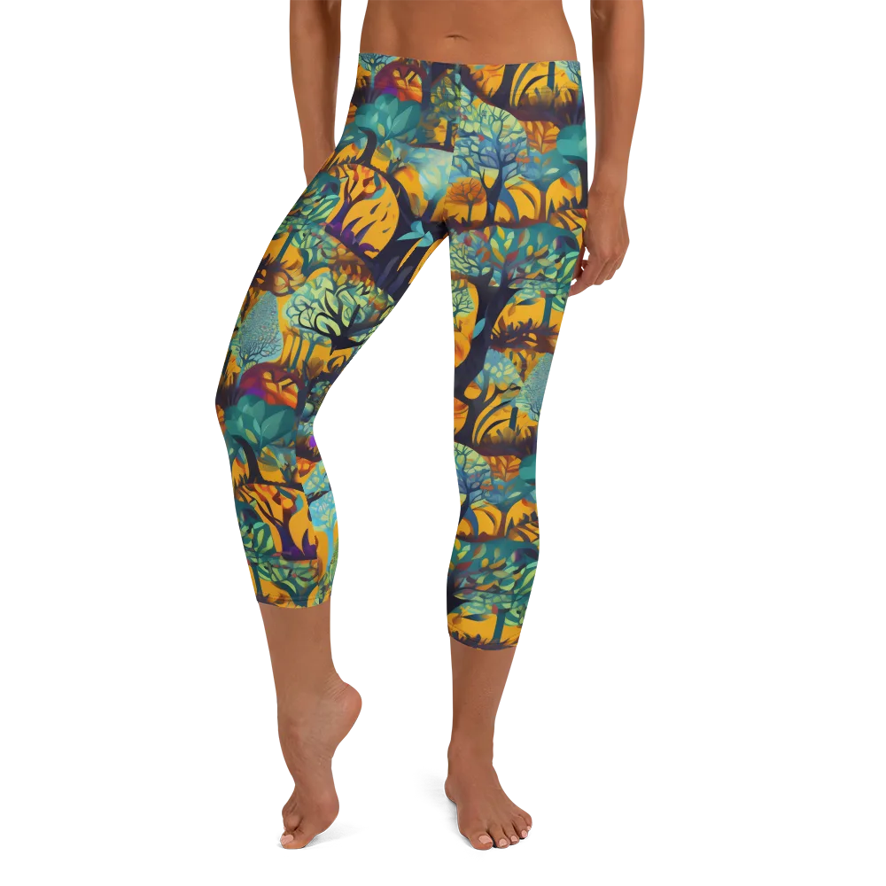 Saffron Canopy on Capri Leggings — Front