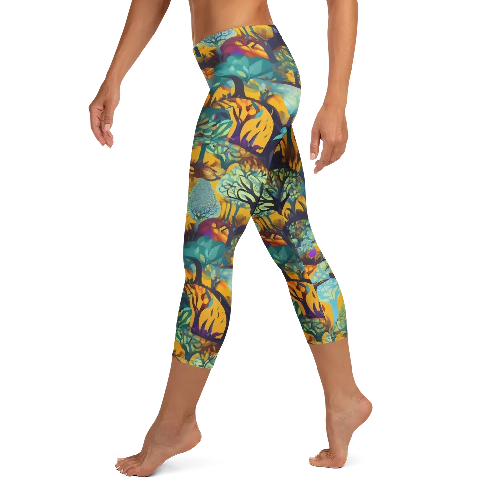 Saffron Canopy on Capri Leggings — Left