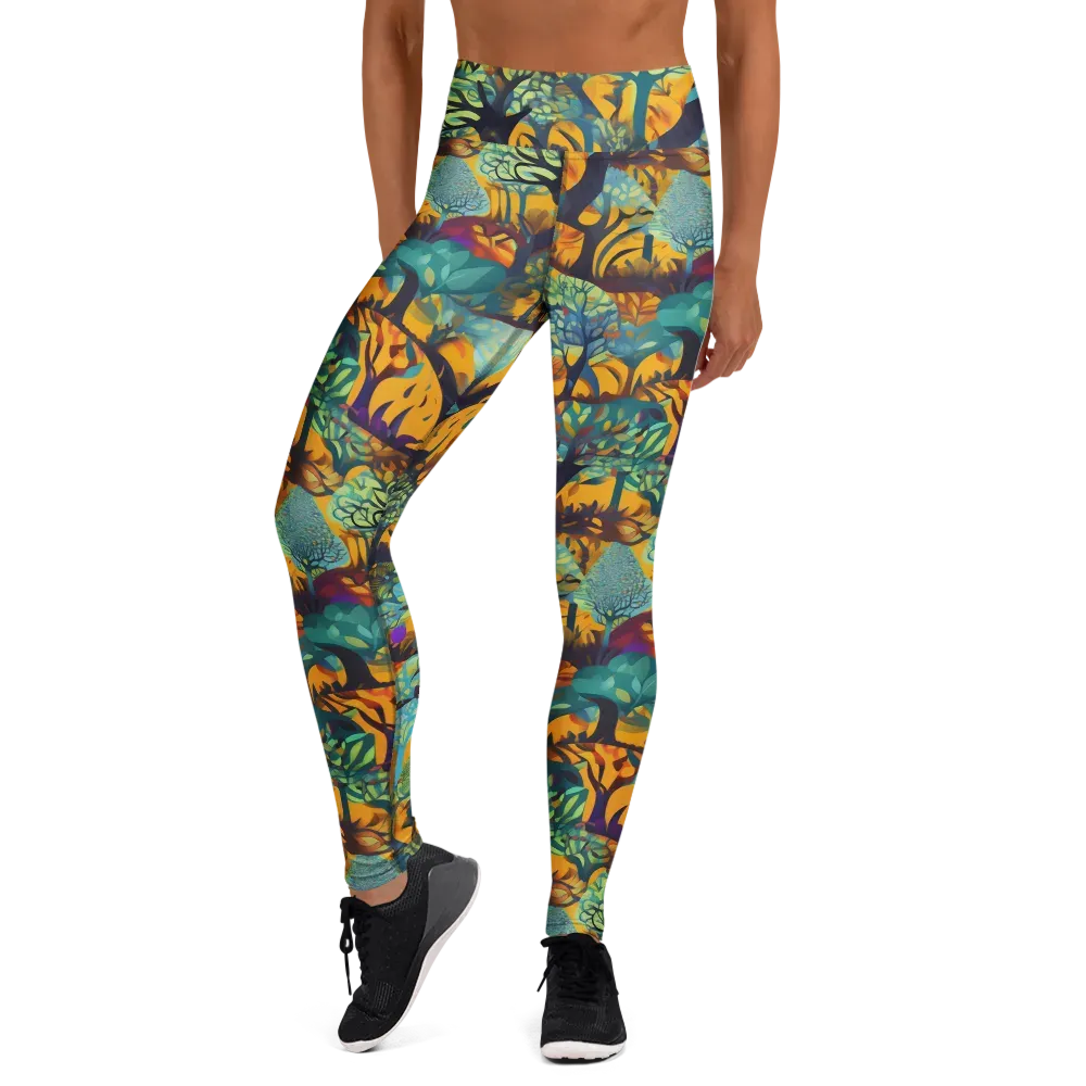 Saffron Canopy on Yoga Leggings — Front