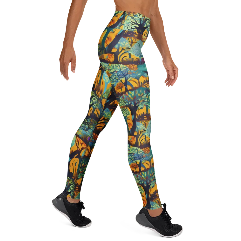 Saffron Canopy on Yoga Leggings — Front waist