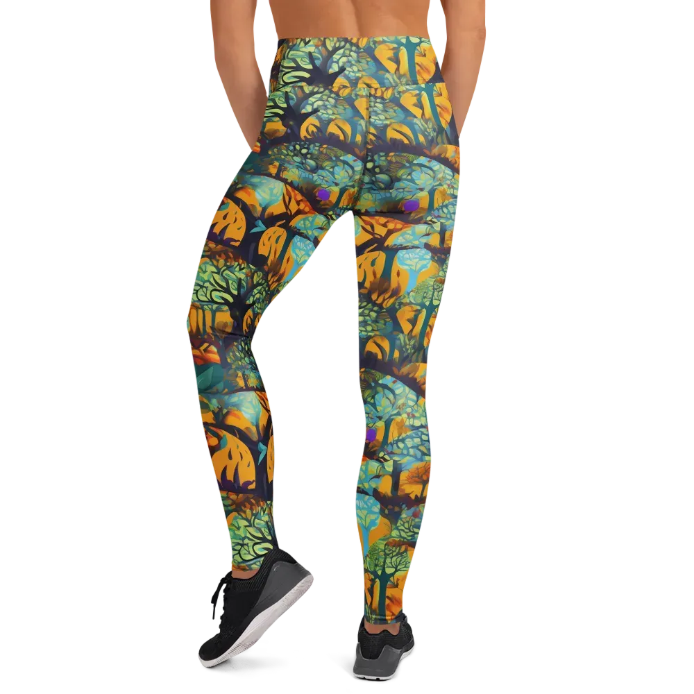 Saffron Canopy on Yoga Leggings — Back