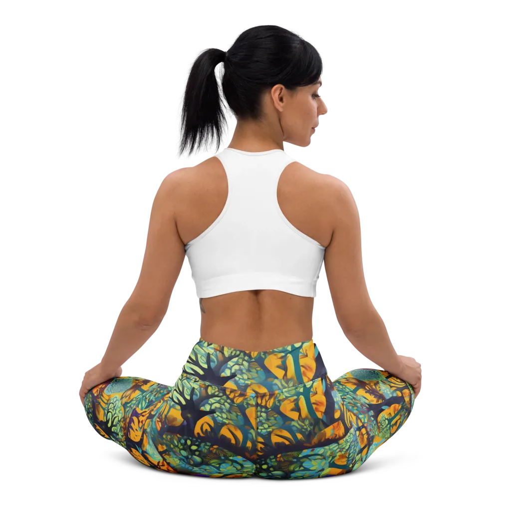 Saffron Canopy on Yoga Leggings — Back waist