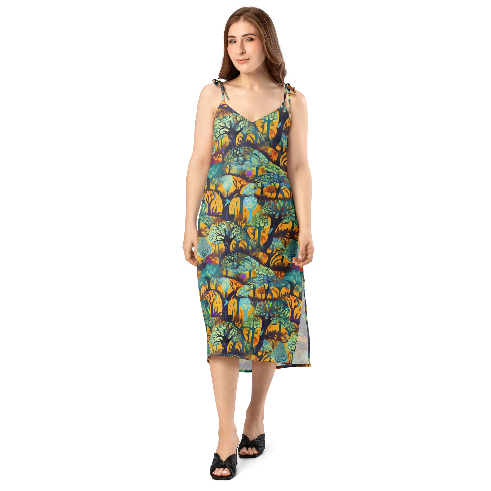Saffron Canopy on Slip Dress — Front