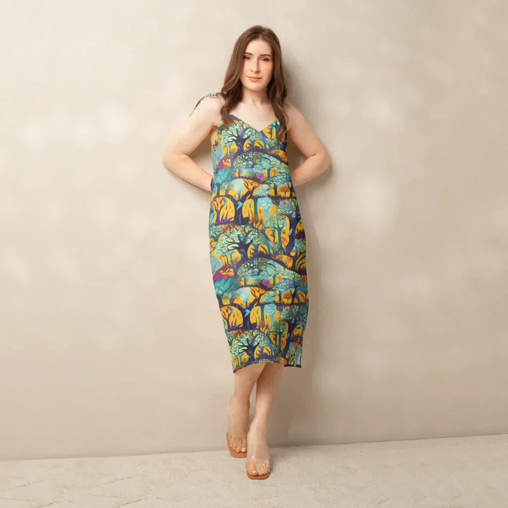 Saffron Canopy on Slip Dress — Back print