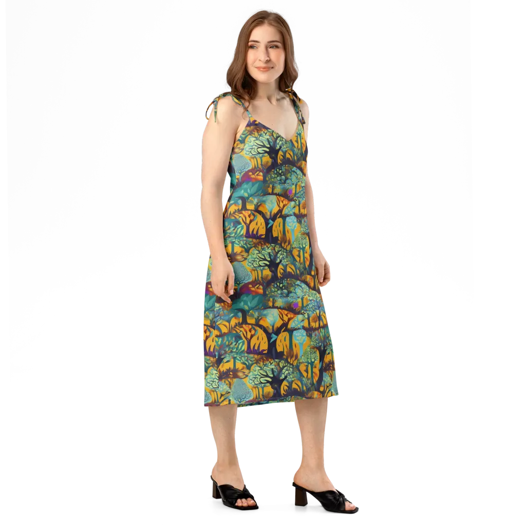 Saffron Canopy on Slip Dress — Right Front