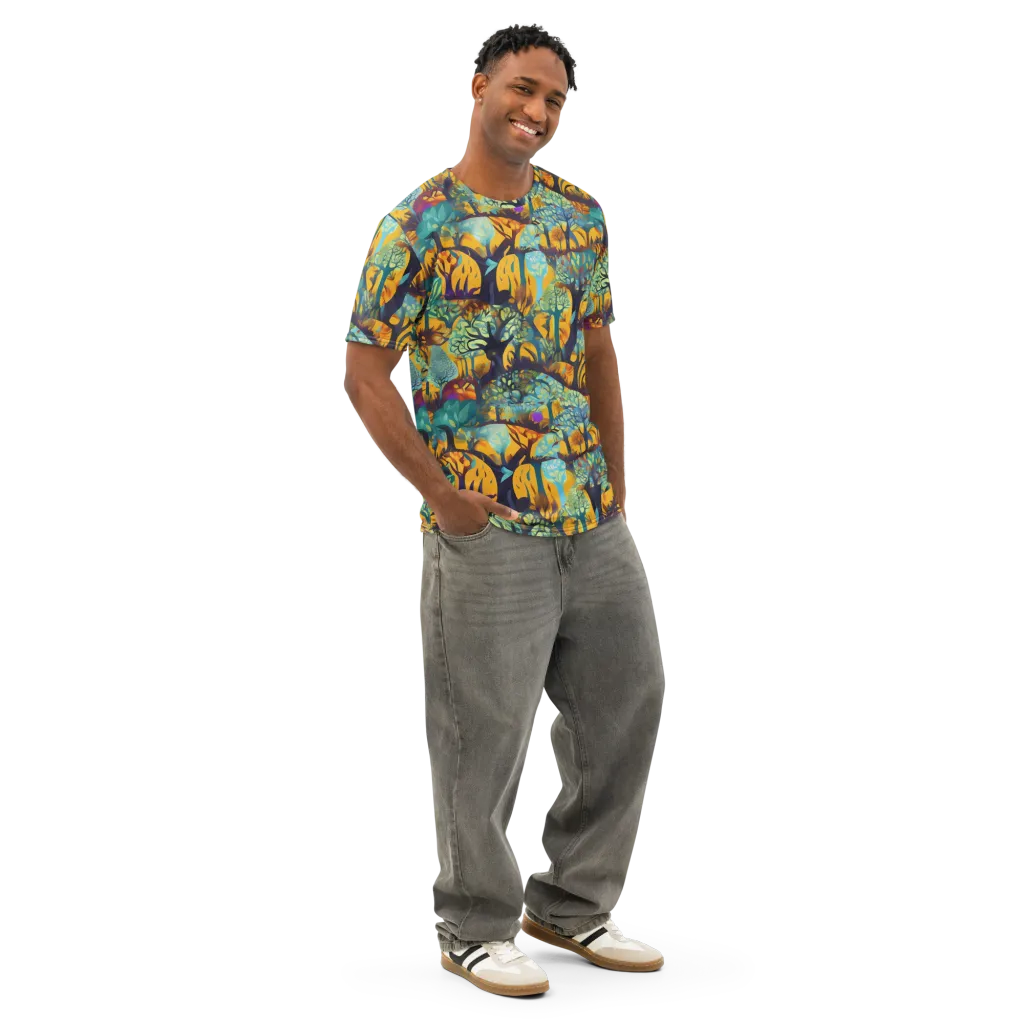 Saffron Canopy on Men's Cotton Crew Neck T-Shirt — Right Front