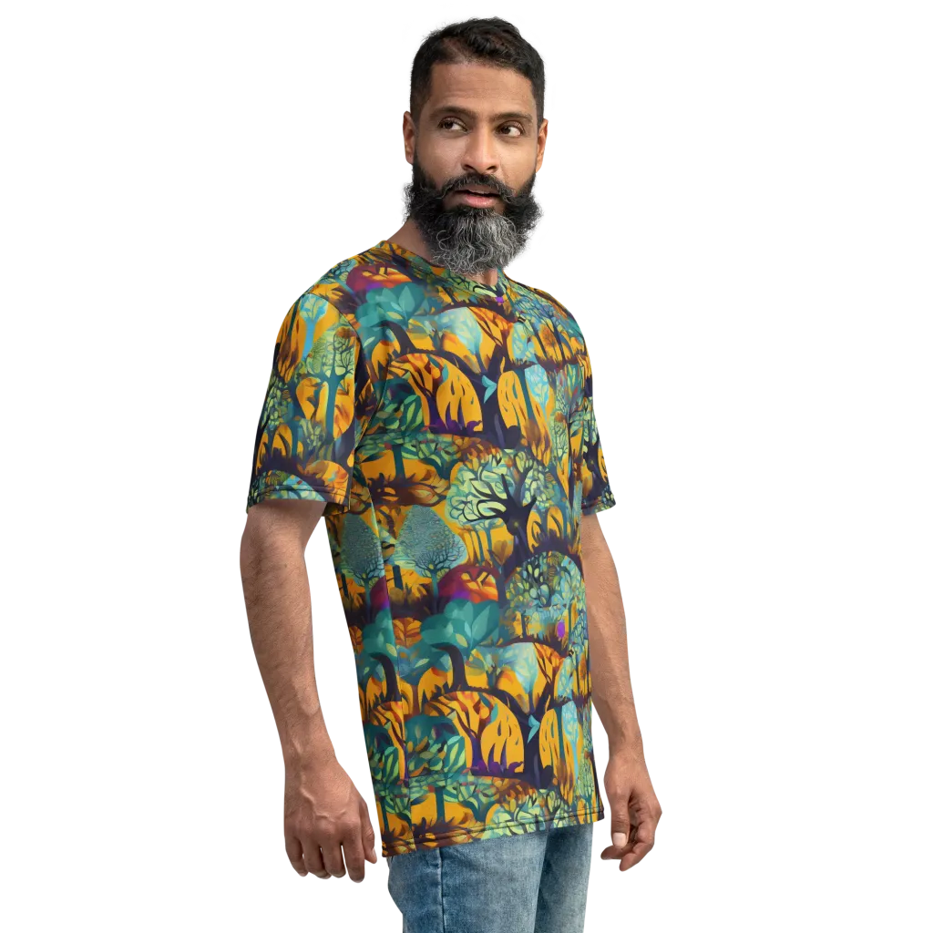 Saffron Canopy on Men's Crew Neck T-Shirt — Right sleeve