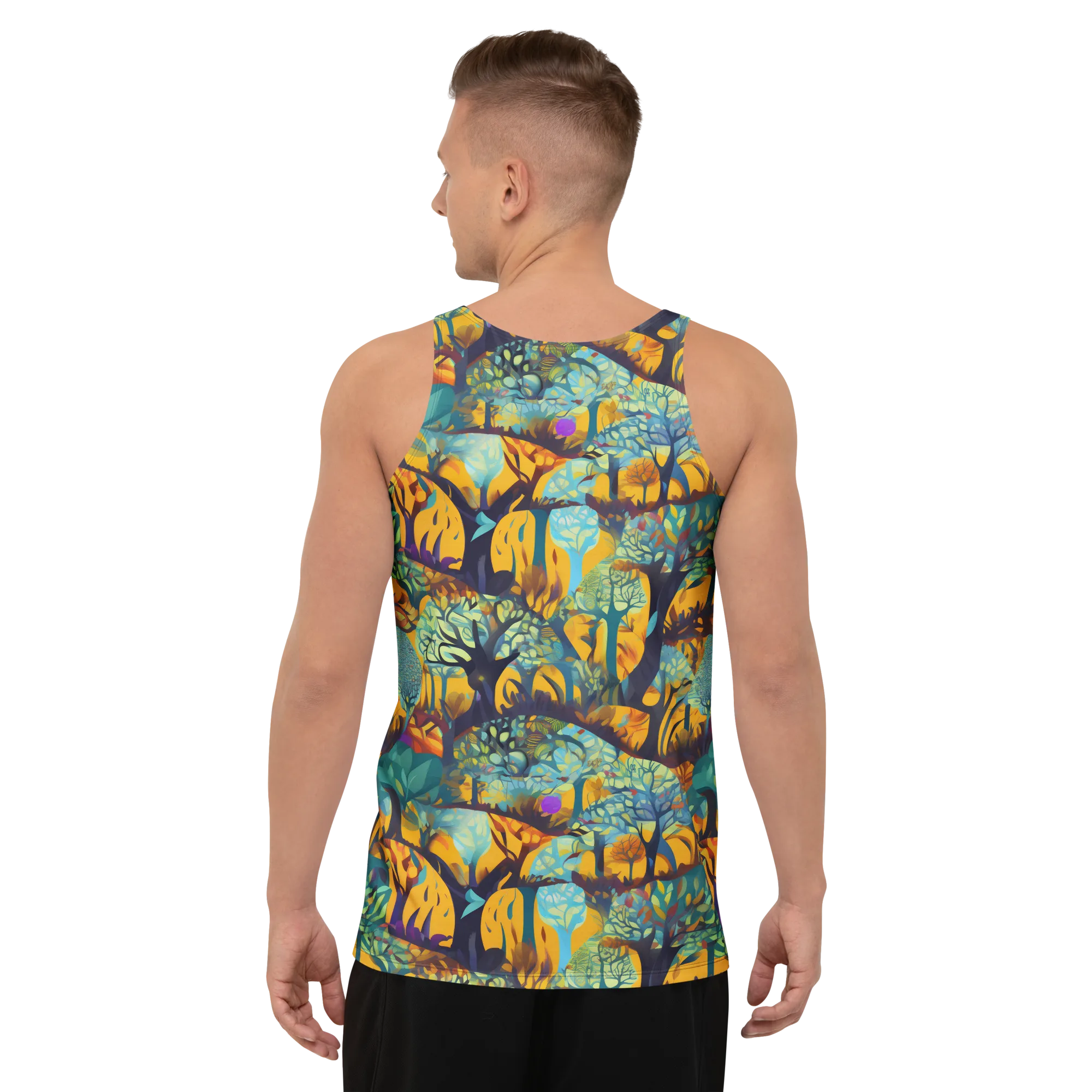 Saffron Canopy on Men's Tank Top — Back print