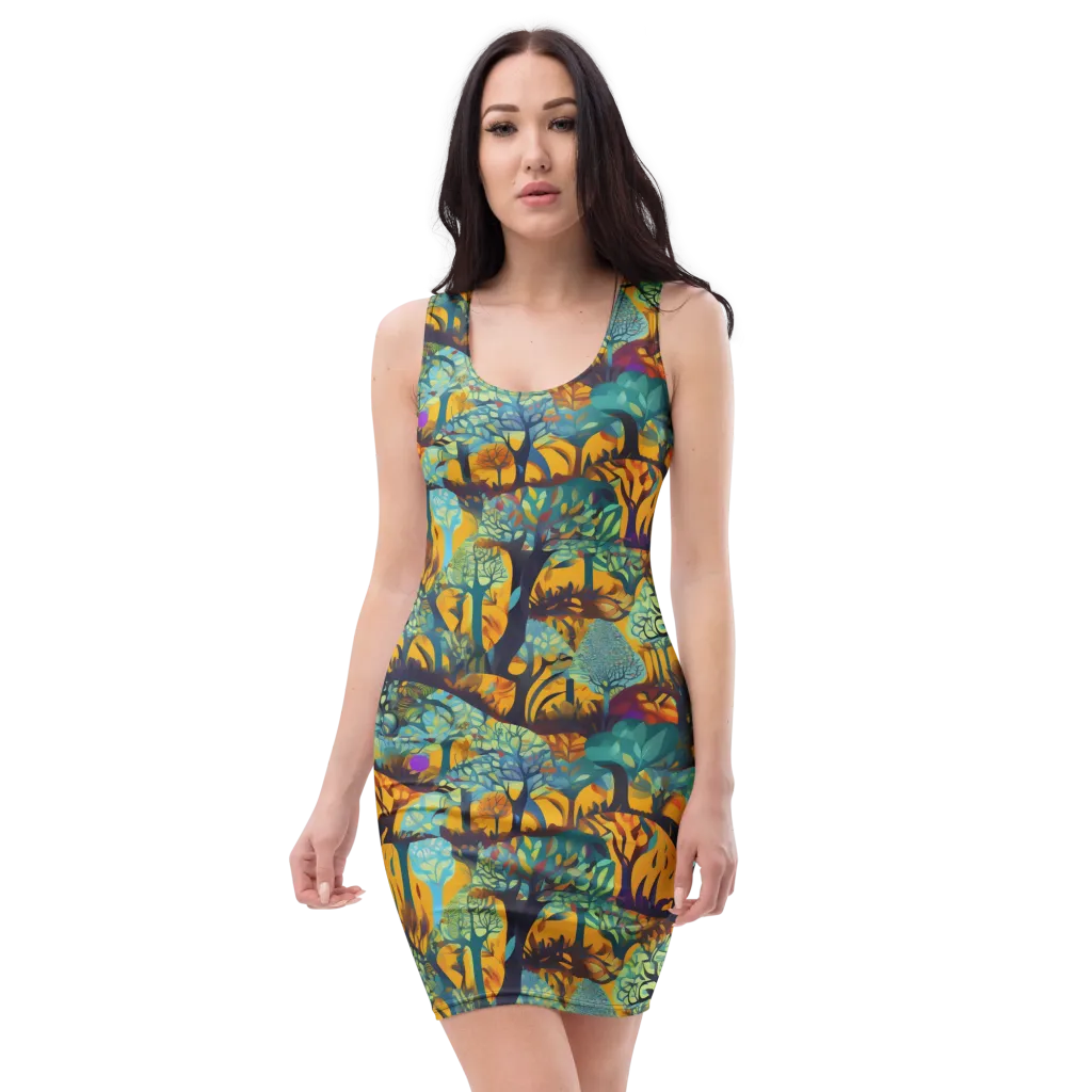 Saffron Canopy on Bodycon Dress — Front