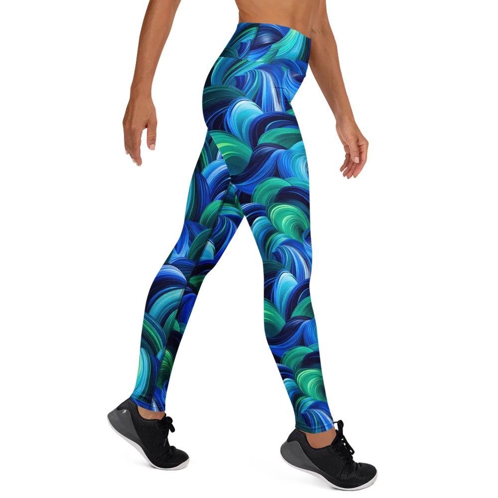 Emerald Surge on Yoga Leggings — Front waist