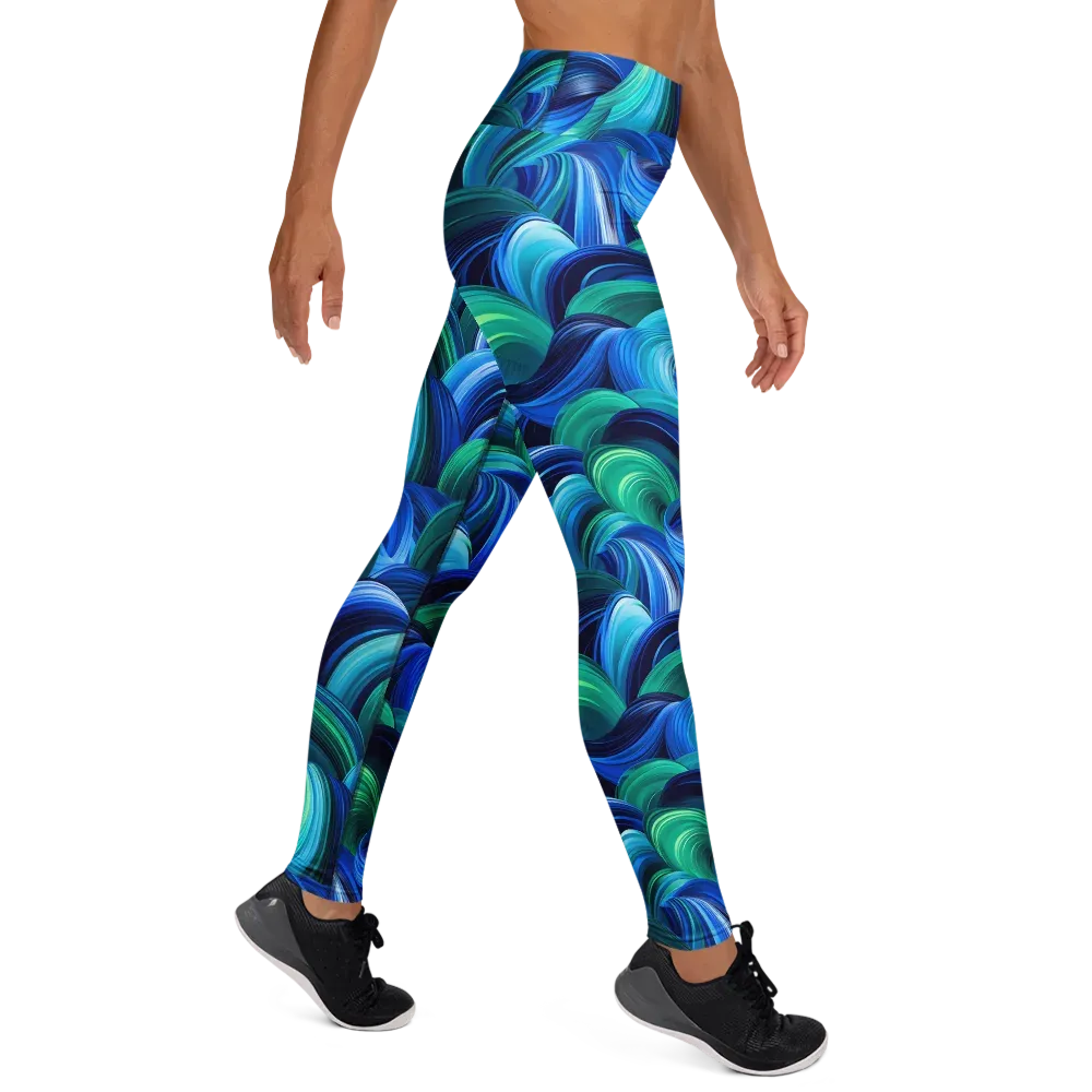 Emerald Surge on Yoga Leggings — Front waist