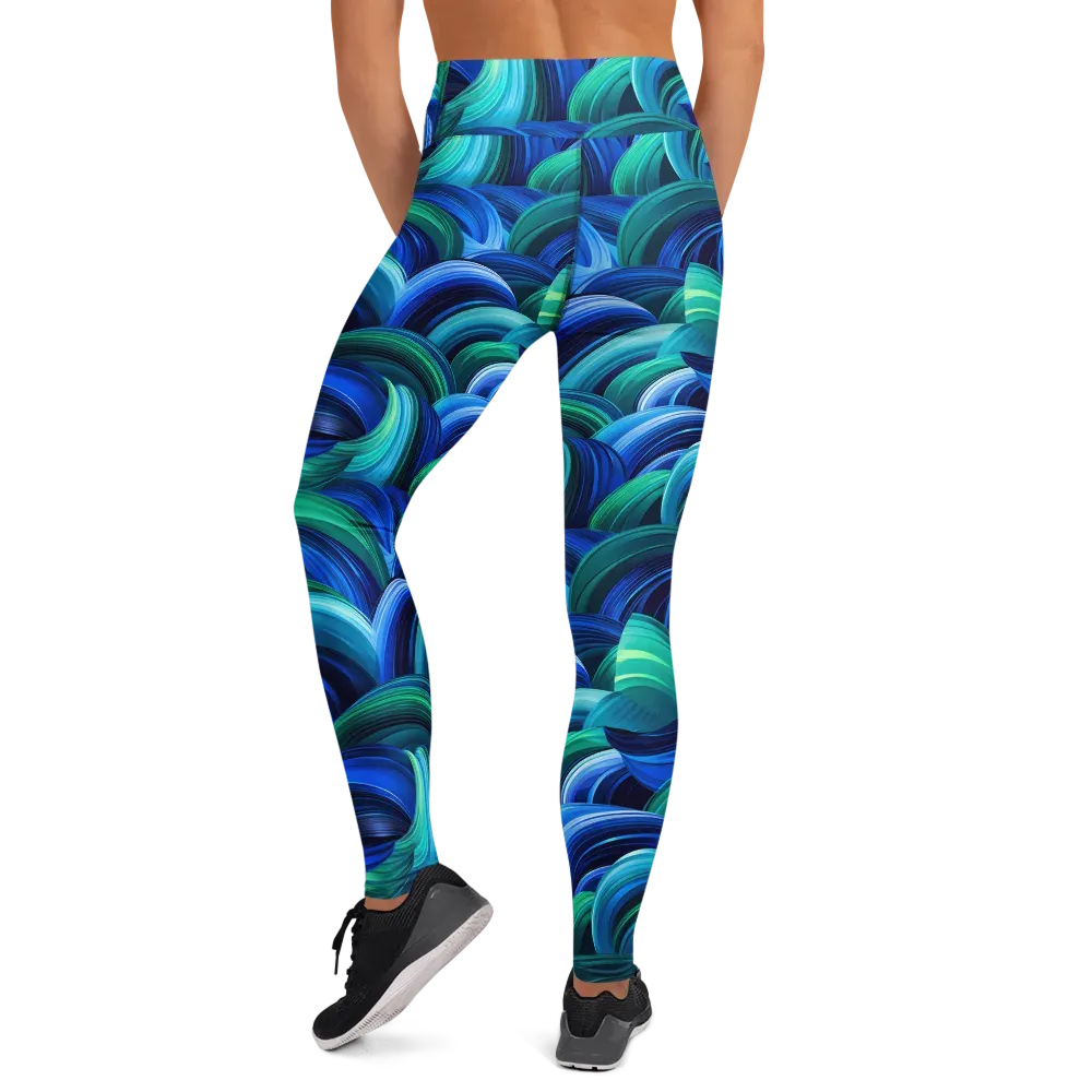 Emerald Surge on Yoga Leggings — Back