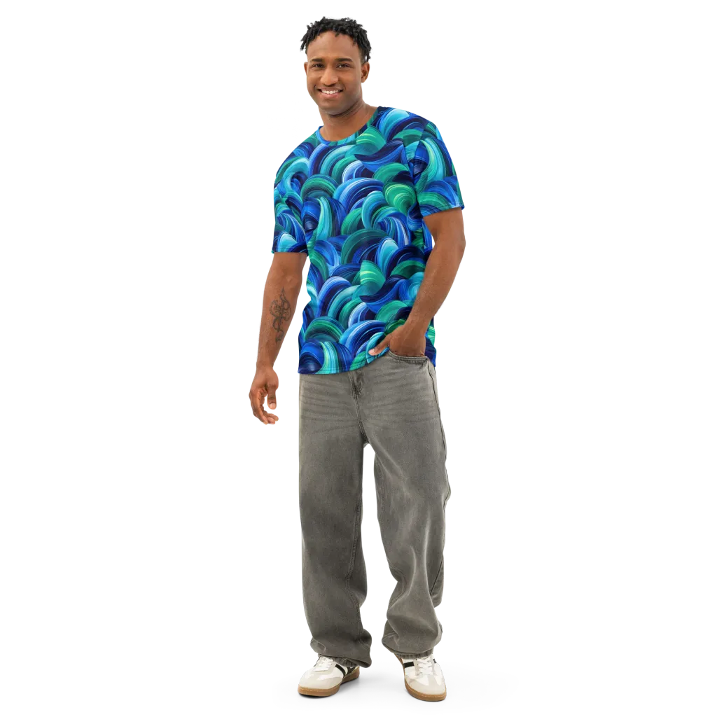 Emerald Surge on Men's Cotton Crew Neck T-Shirt — Front