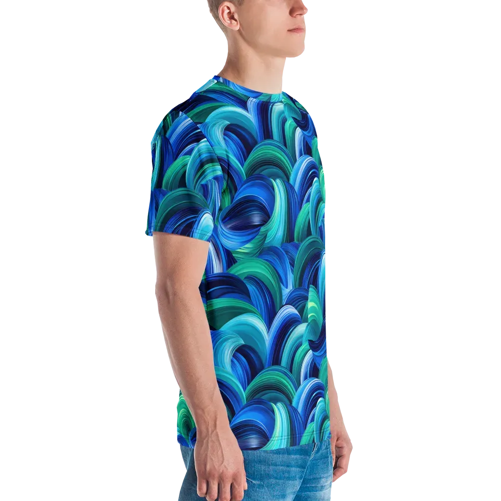 Emerald Surge on Men's Crew Neck T-Shirt — Right