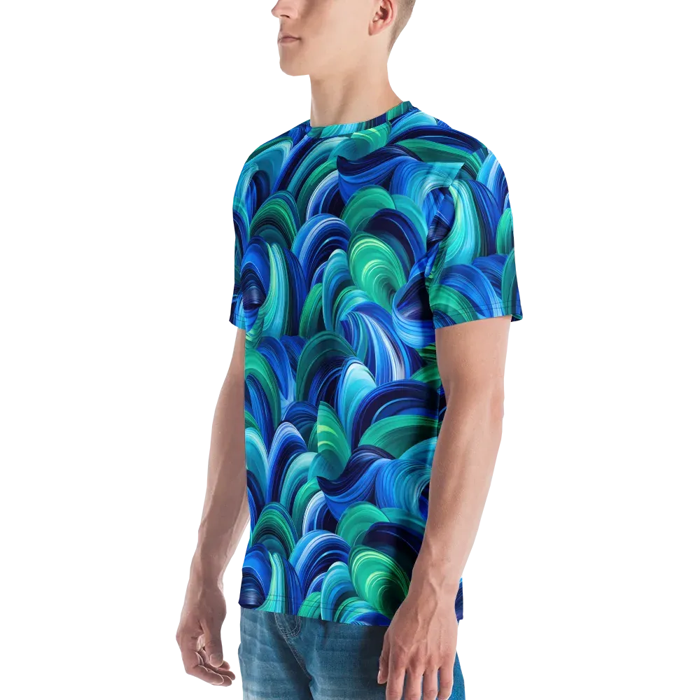 Emerald Surge on Men's Crew Neck T-Shirt — Left