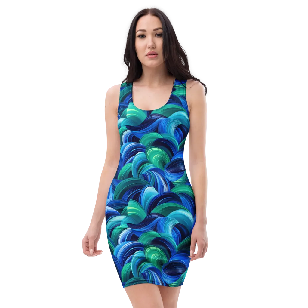 Emerald Surge on Bodycon Dress — Front