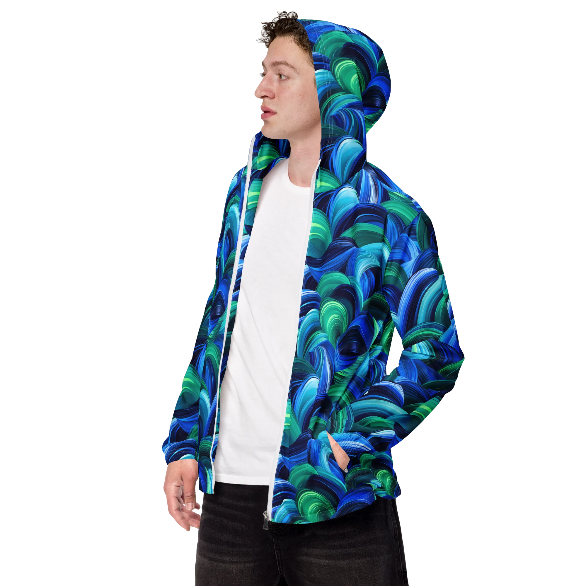 Emerald Surge on Men's Windbreaker — Left Front