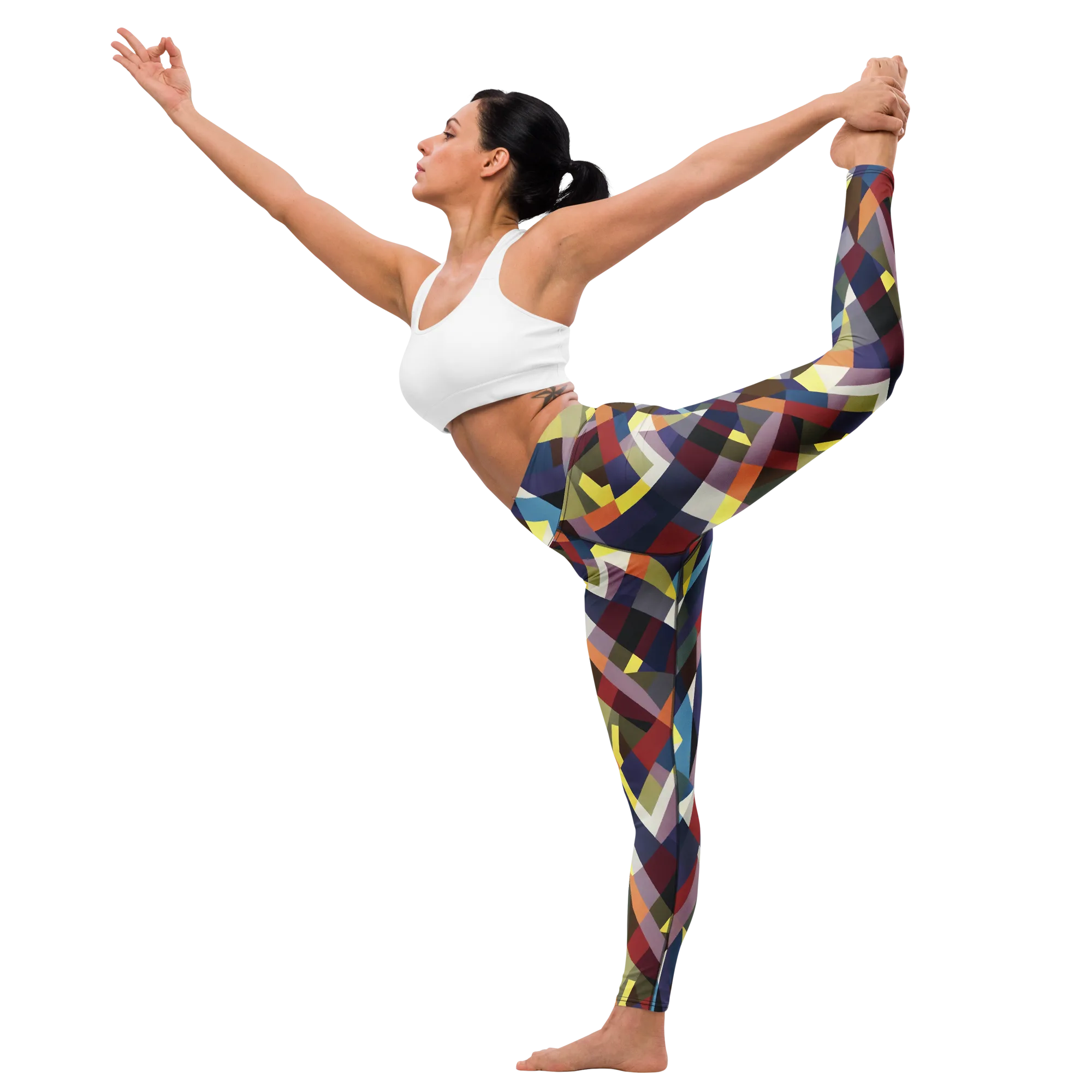 Prismatic Relay on Yoga Leggings — Front waist