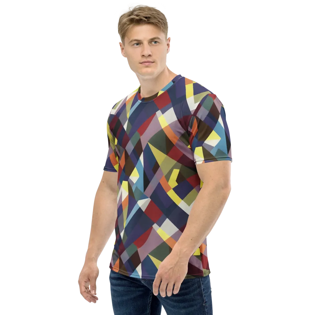 Prismatic Relay on Men's Crew Neck T-Shirt — Left sleeve