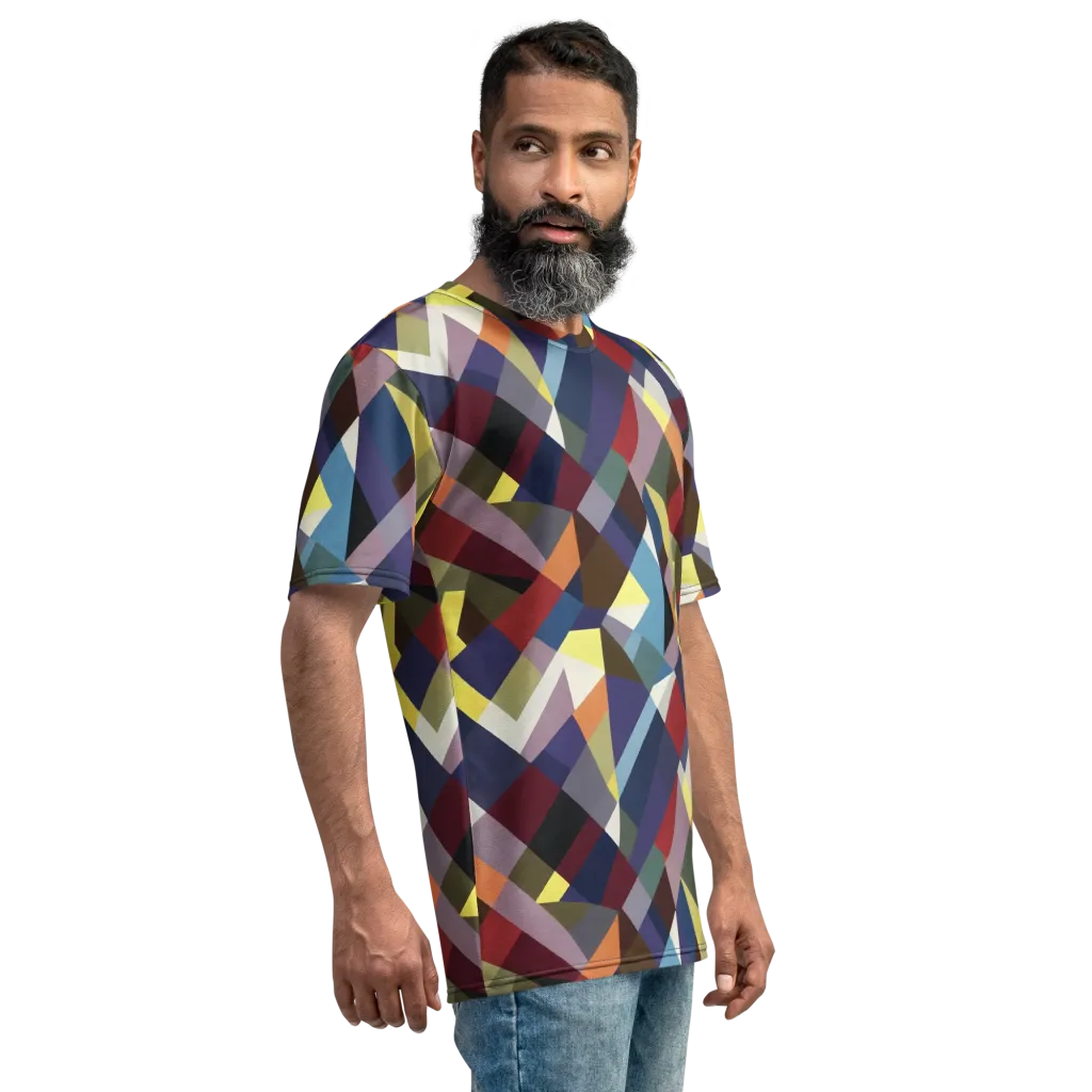 Prismatic Relay on Men's Crew Neck T-Shirt — Right sleeve