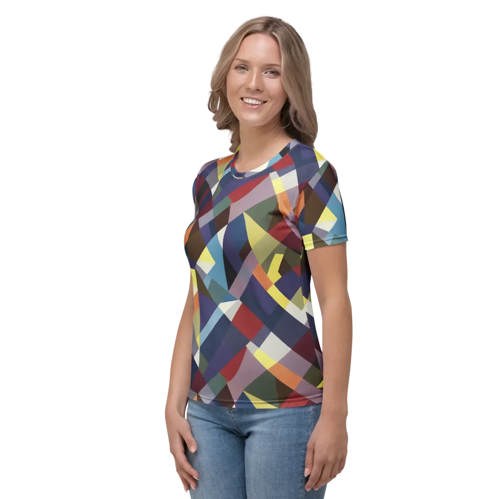 Prismatic Relay on Women's Crew Neck T-Shirt — Left sleeve