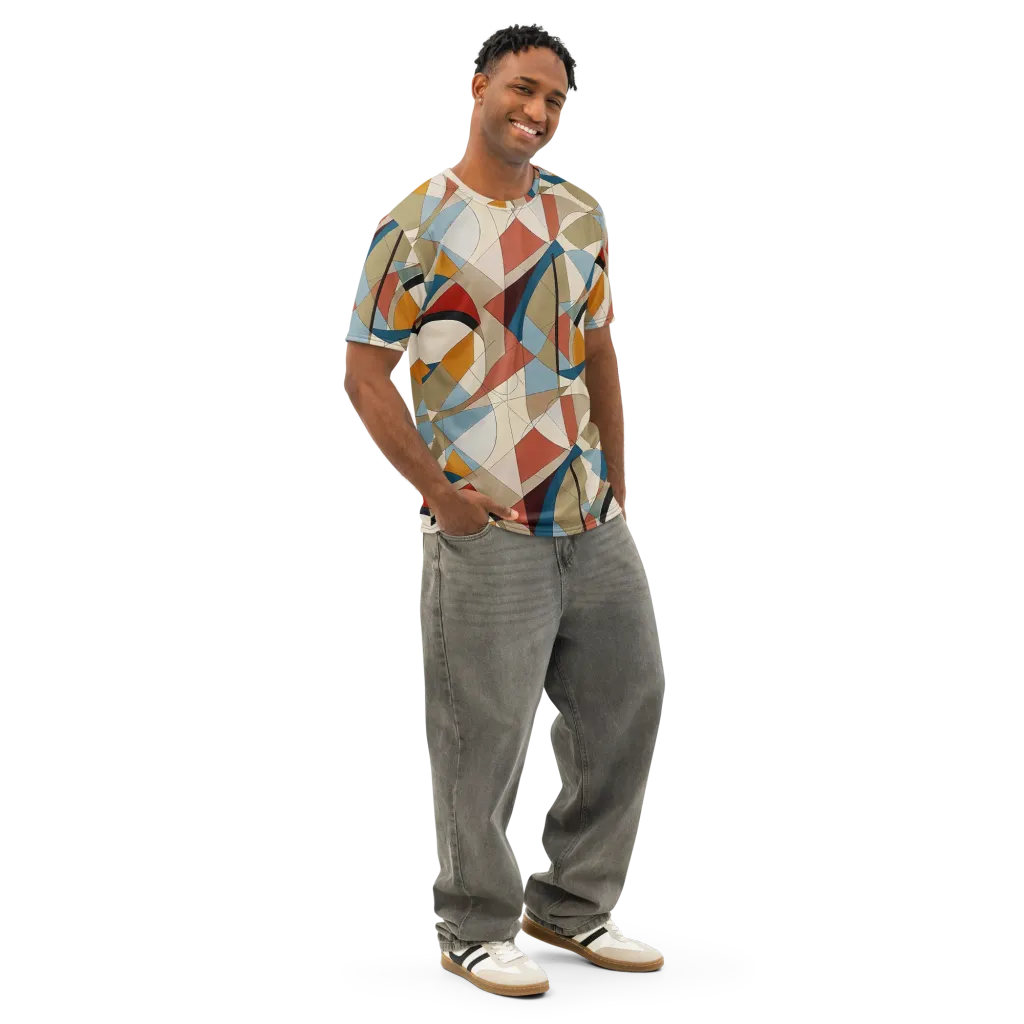 Chromatic Bauhaus on Men's Cotton Crew Neck T-Shirt — Right Front