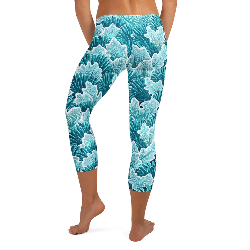Azure Coral on Capri Leggings — Back