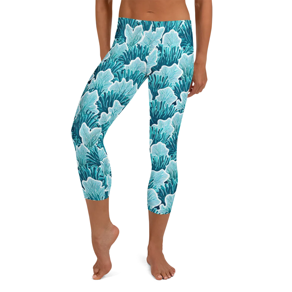 Azure Coral on Capri Leggings — Front