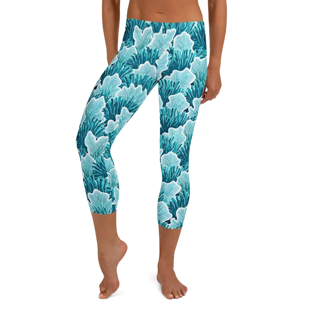 Azure Coral on Capri Leggings — Front