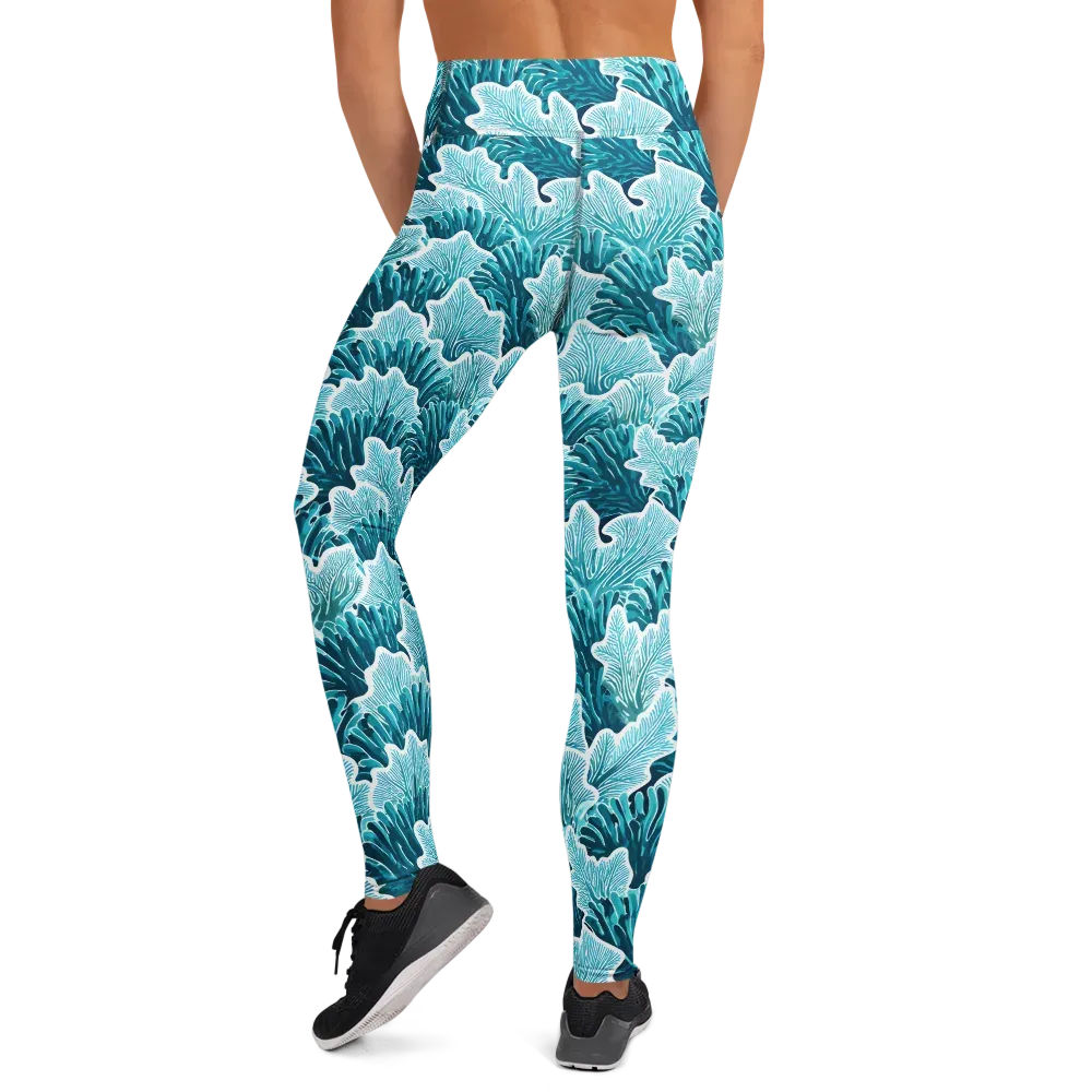 Azure Coral on Yoga Leggings — Back