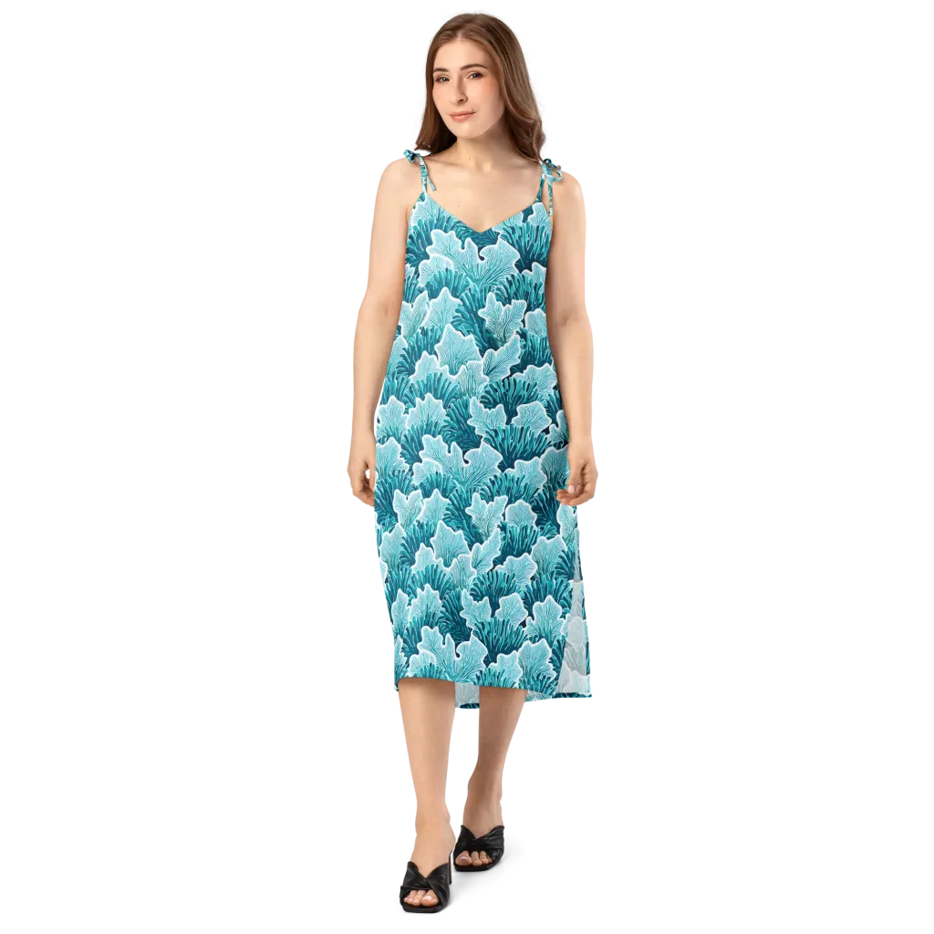 Azure Coral on Slip Dress — Front