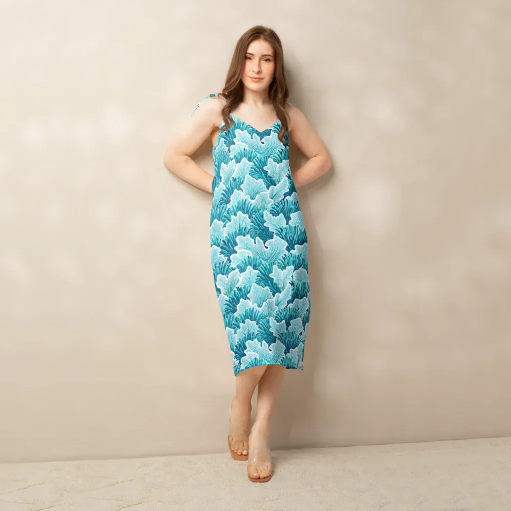 Azure Coral on Slip Dress — Back print