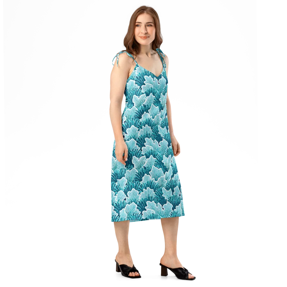 Azure Coral on Slip Dress — Right Front